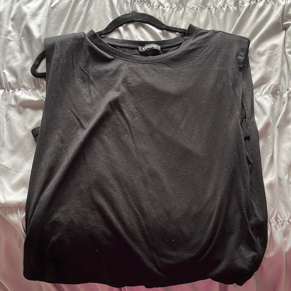 Express black shoulder pad top